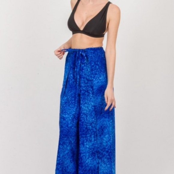 Rima Beach Wear Set Pareo Palazzo Wide Leg Pants & Crop Top Wrap Around Pants - Picture 15 of 15